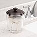 MetroDecor mDesign Bathroom Vanity Glass Canister Jar for Epsom Bath Salts, Soap, Cotton Balls, Swabs - Pack of 2, Clear/Bronze