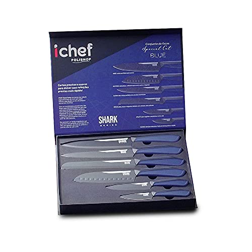ICHEF POLISHOP Conjunto de Facas Shark Series Special Cut Blue Duo