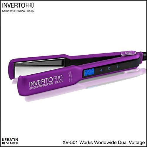 Professional Flat Iron Hair Straightener, Pro Silver Titanium Plates 1.5" Dual Voltage Works All Over the World (1.5" Plates, Purpule) for Keratin Treatments