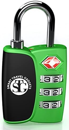 TSA Accepted 3 Digit Combination Luggage Lock for TravelSmart Open Search Alert IndicatorBright Color ChoicesHeavy Duty, Durable, Customs FriendlyFree ebook (Green)