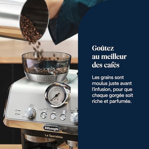 La Specialista Arte EC9155.MB, Machine Expresso Manuelle, Moulin intégré avec 8 finesses de mouture, Contrôle Actif de la Température, Buse vapeur MyLatte Art, Métal/Noir