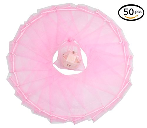 Wudygirl 50pcs 6.7"x 9" Drawstring Organza Bag Pink Jewelry Pouches Candles Balls Cosmetic Pens Brushes Wedding Party Sachets Soaps Bags (50pcs Pink)