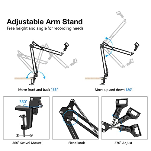 SGRZDQ Microphone Stand Desktop, Suspension Boom Arm Stand, Blue Yeti