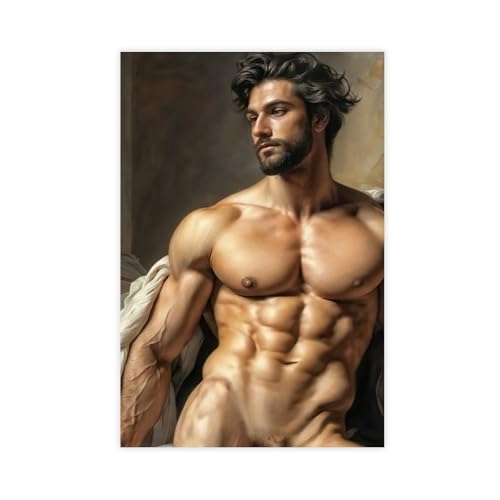 HMLZSJ Nude Muscle Male Torso Portrait Art Gay