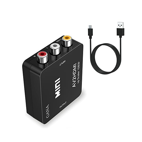 GANA RCA auf HDMI Adapter, AV auf HDMI Converter, Adapter Unterstützung 1080P mit USB Ladekabel Schutzhülle für Wii/Nintendo/Xbox/PS2/PS4/PS3/TV/STB/VHS/VCR/Kamera/DVD(Schwarz) – Bild 8