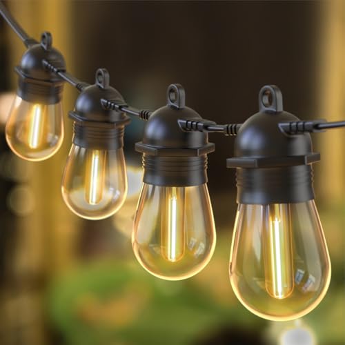 Quntis Outdoor LED Light Chain 31M/102FT Outdoor Garden Lights with 30 + 2 S14 Bulbs IP65 Waterproof Connectable Outdoor Lights for Gazebo Terrace Balcony Party Courtyard Warm White