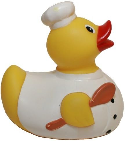 Rubber Duck Master Chef, Waddlers Brand Rubber Duckies That Float Upright, Rubber Bath Toy Cooking Career Chef Rubber Ducky Birthday Party Gift, All Dept. Cooking Lovers Gift by waddlers