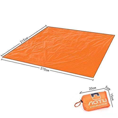 Winis 85"x85" Waterproof Tarps Picnic Blanket Mat Camping Moisture Barrier Outdoor Mutifunctional Tent Tarp Footprint Ground Sheet Mat with Drawstring Carrying Bag(Orange)