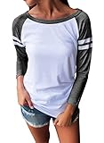 Sidefeel Women Casual Crewneck Long Sleeve Baseball T-Shirt Tunic Tops