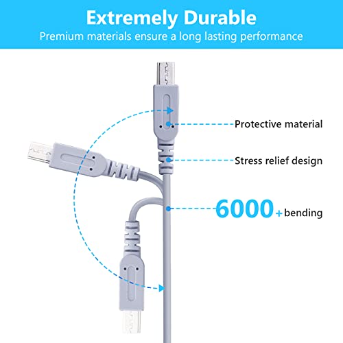 Trenro 3DS Charger Replacement for Nintendo 3DS/ DSi/DSi XL/ 2DS/ 2DS XL/New 3DS XL 100-240V, 2DS Wall Charging Cable Cord Plug AC Adapter for 2DS 3DS Console*Grey