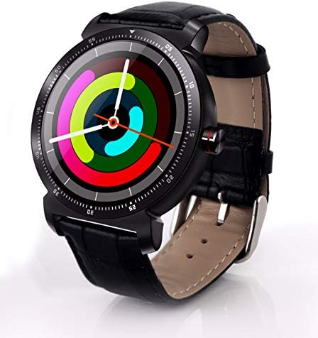 RanGuo Smart Watch for Men Women Kids,Business Bluetooth Smart Watches Sports Smart Bracelet for Android and iOS System Smartphones, Support for answering calls and send Message (Leather strap, Black)