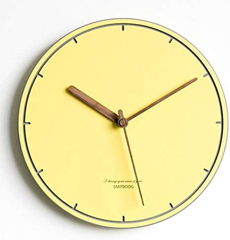 JCCOZ 12-inch Color Modern Wall Clock Living Room Bedroom Large Size No Glass Wall Clock Mute Non-ticking Does Not Affect Sleep (Color : Yellow)
