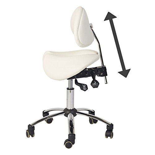 Teqler T-135365weiss Saddle Stool with Backrest, Weiß - Image 4