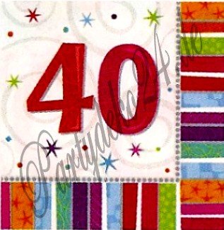 Servietten für den 40.Geburtstag Radiant Geburtstagsdeko