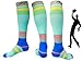 Compression Socks (1 pair) for Women & Men - Easywear Series - Best Graduated Athletic Fit for Running, Nurses, Flight Travel, & Maternity Pregnancy - Boost Stamina & Recovery (Sky Stripes, S/M)