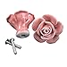 Aketek 8PCS Ceramic Vintage Rose Floral Door Knobs Handle Drawer Kitchen Screw -White/Pink