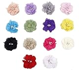 Cloris 14pcs Assorted Colors Handmade Mini Chiffon Flowers for DIY Headbands Clips