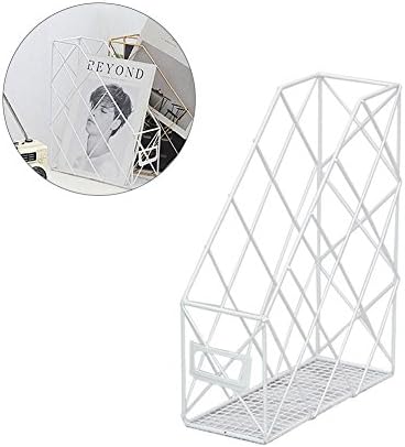 Mignon84Cook Mesh Magazine File Rack Holder,Large Compartments Mesh Metal Home Office Desk Book Sorter Storage Shelf, for Paper Magazine Documents and Books,WHITE