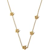Cute Daisy Flower Choker Necklace for Women Stainless Steel Gold-Tone Plated Delicate Crystal Simple Chokers 16" With Adjustable Clavicle Chain Boho Costume Jewelry Birthday Valentine's Day Gifts