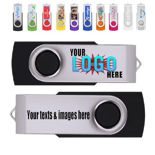 25pcs 128MB Custom USB Flash Drive with Personalized Logo for Promotion, Customized USB Thumb Drive, Bespoke Bulk USB Drive (10 Color Options)