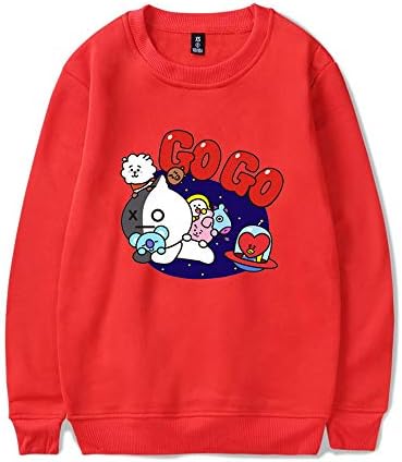 Haililais BTS Cute Cartoon Sweater Crewneck Casual Pullover Unisex Long Sleeve T-Shirt Stylish Sweatshirts