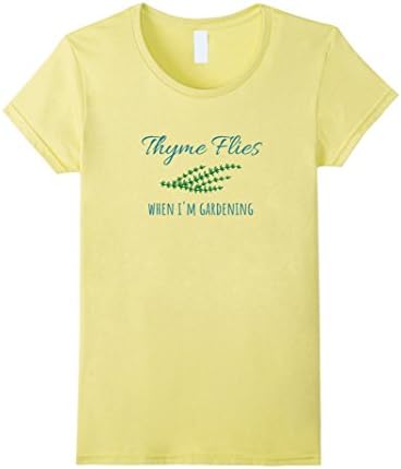 Women's Exclusive Gardening Hobby Gifts Thyme Flies T shirt, Women Large Lemon