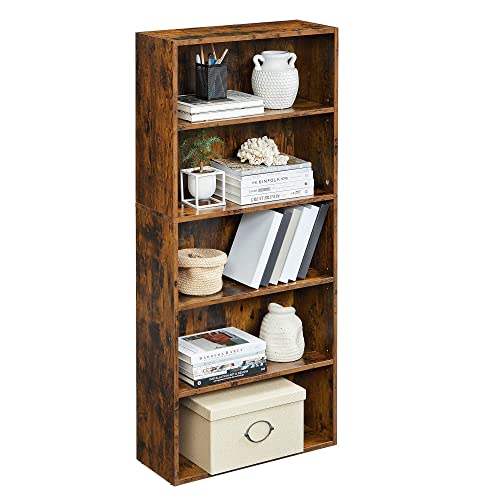 VASAGLE Bookshelf, 5Tier Open Bookcase with Adjustable Storage Shelves
