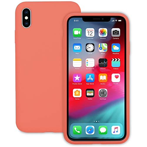 IVSUN Case for iPhone Xs Max 6.5-Inch Liquid Silicone 360 Full Protection Rubber Gel Cover Slim [ Anti-Fingerprint ] [ Scratch-Resistance ] [ Smooth Touch Feeling ] - Nectarine - Thumbnail 7