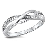 Infinity Knot White CZ Promise Ring New .925 Sterling Silver Band Size 8 (RNG14507-8)