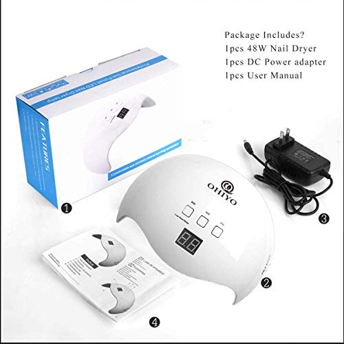 OHIYO Curing Lamps, Nail Polish Dryer for Gel 48W Nail Art Lamps Nail Lamp Led Lamp for Nails UV Nail Lamp Fit for All Manicure Gel Nail Polish, Fingernail & Toenail LED Curing Light LED Nail Dryer - Thumbnail 6