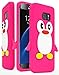 Samsung Galaxy S7 Edge Case ,Bastex Flexible Rubber Protective Pink & White Silicone Penguin Character Case Cover for Samsung Galaxy S7 Edge