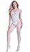 Amstt Women Lingerie Lingerie Fishnet Floral Crotchless Bodystockings Babydoll Bodysuits (White)