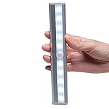 Pacuwi Motion Sensing Closet Light DIY Stick-on Anywhere Portable 10-LED Wireless Magnetic Attach Sensor Night Light for Cabinet/Stairs/Hallway/Garden/Step Light Bar (Battery Operated)