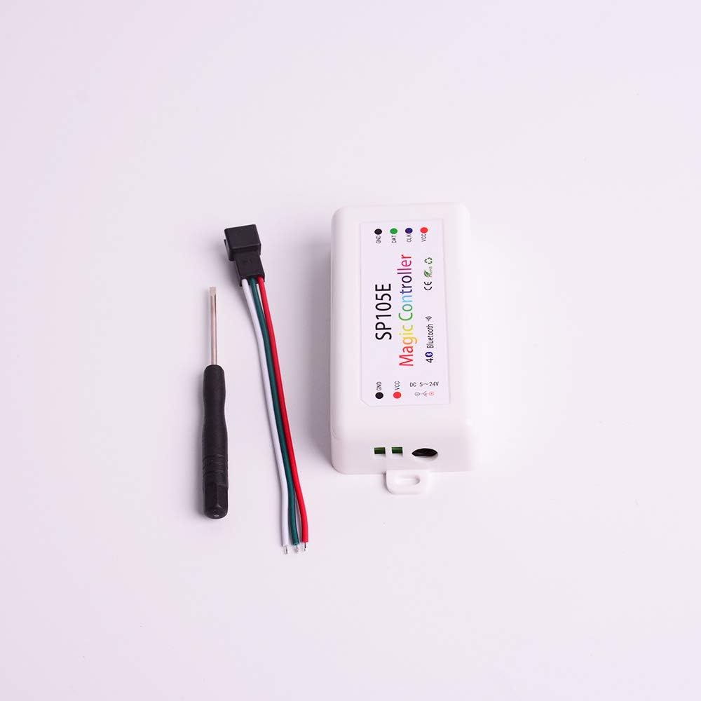 JERCIO Wireless Bluetooth LED Strip Lights Controller, RGB Dream Color Led Light Controller, DC5V~24V Cotrol IC ws2811 SK6812 WS2812 TM1903 APA102 for Home Garden Outdoor Indoor use