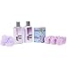 Lavender Relaxing Aromatherapy Spa Bath Skincare Gift Set with Body Lotion, Shower Gel, bath Salts, Rose Soaps Displayed in Distress White Natural Wood Curio Perfect Mother's Day Gift ,Gift for Her