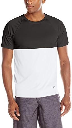 TRUNKS Men's UPF 20 Colorblock Swim Tee, Black/White, Small