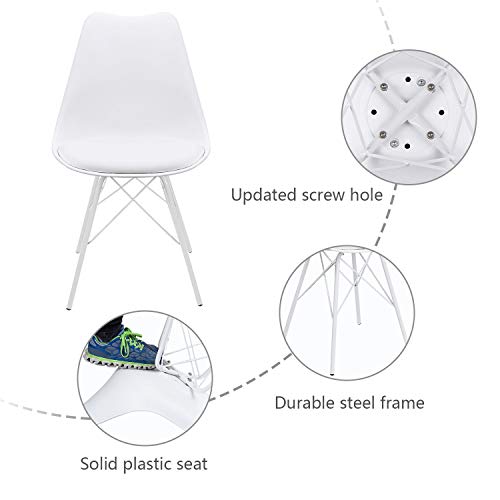 JUMMICO Kitchen Dining Chair with Soft Padded Mid Century Shell Side Chair Armless Tulip Chair