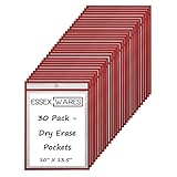 30 Pack Dry Erase Pockets – Red – by Essex