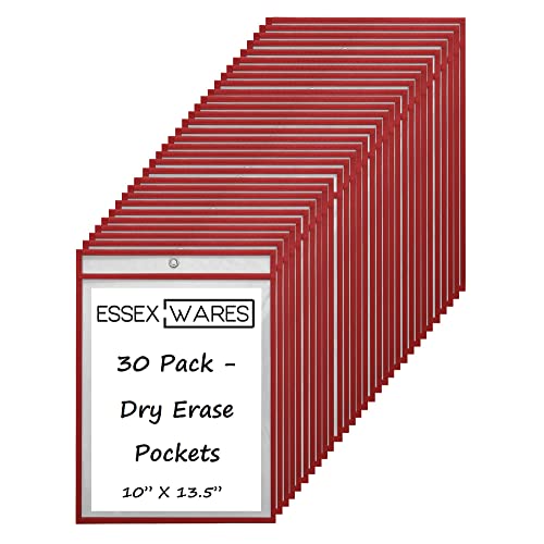 30 Pack Dry Erase Pockets – Red – by Essex