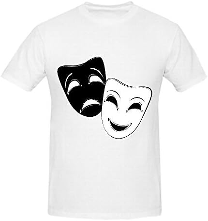 Theatrical Mask Men T Shirts Graphic Round Neck White Cute