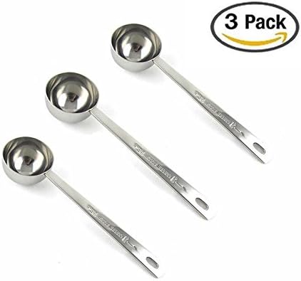 Minigianni Endurance Stainless Steel Silver Metal 1 Tablespoon Measuring Coffee Scoop Spoon(3 Pack)