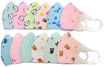 Flyusa 20 Pcs Cute 3 Layer Cartoon Print Disposable Anti Dust Filter Anti Flu Pollution Earloop Face Mouth Mask Covers Fold Masks for 0-3 Years Old Toddlers Infant Baby Kids Girls Boys