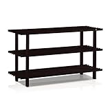 Furinno Pine Solid Wood 3-Tier Shoe Rack, Espresso