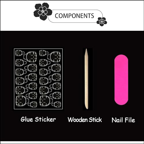 Press on Nails Almond Fake Nails French Tip False Nails with Gold Line Design Glue on Nails Press ons Medium Acrylic Nails Glossy Full Cover Stick on Nails for Women Manicure 24Pcs