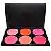 RoseFlower Pro 6 Colors Large Powder Blush / Blusher Makeup Palette Cosemetic Contouring Kit - Ideal for Professional and Daily Use