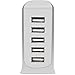 DC Universal 60W 5V 12A 5-Port Desktop USB Charger Power Supply Auto Detect Technology for iPhone,iPad Air, Mini, Samsung, Amazon Kindles, Sony,Google, Windows,etc. (White)