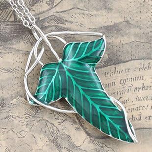 Rainy Jewel : Lord-of-the-Rings Fellowship Foluo The Elf Prince Green Elven Leaf Brooch Pendantecklace LOTR With Chain Hypoallergenic