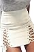 Meyeeka Women's Criss Cross Mini Skirt Sexy Split Faux Suede High Waist Skirt White S