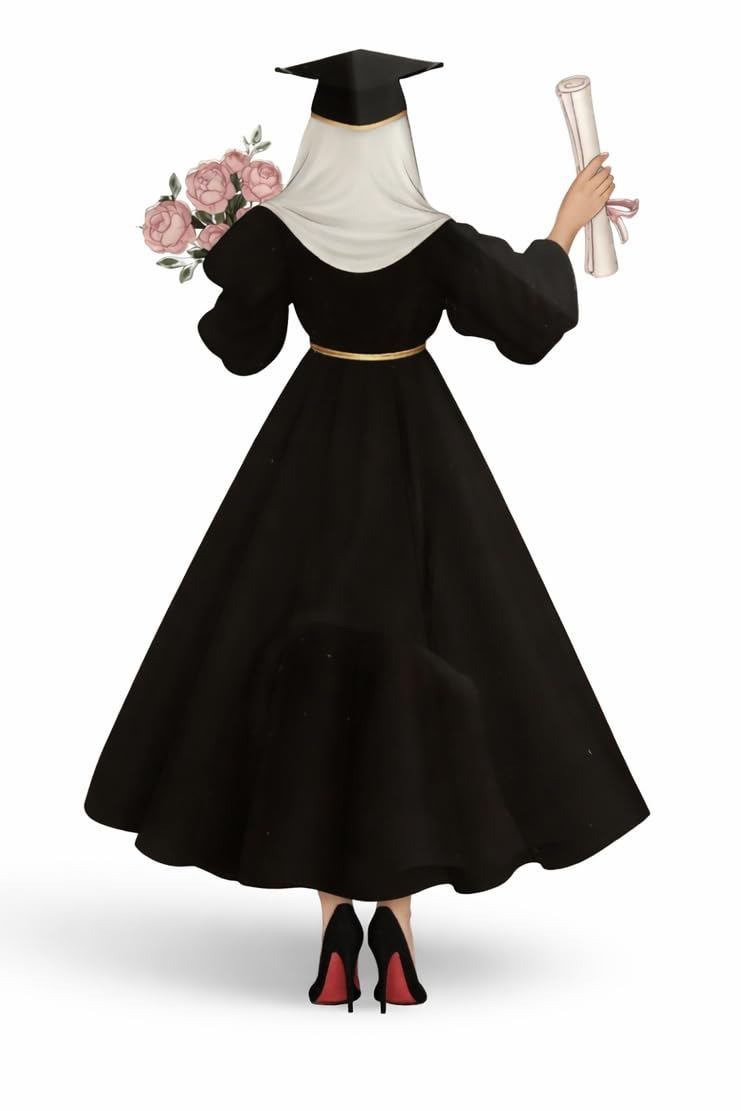 AMAR Printed Acrylic Muslim Graduation Girl Cake Charm Decoration Hijabi Girl 17cm