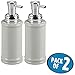 mDesign Foaming Soap Ceramic Dispenser Pump Bottle for Bathroom Vanities or Kitchen Sink, Countertops - Pack of 2, Light Gray/Chrome